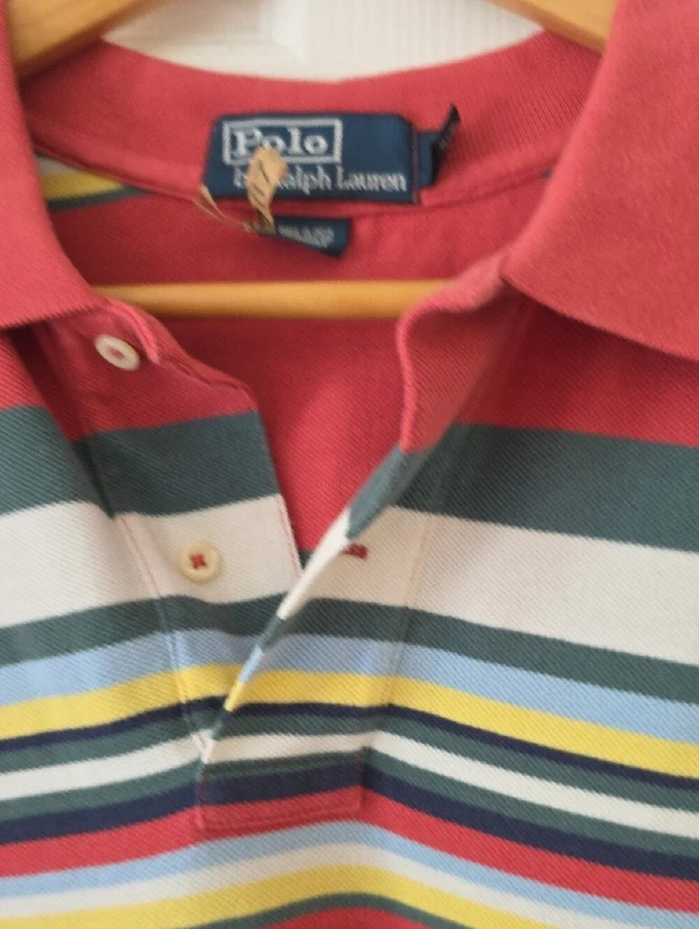 Y2k Vintage Polo by Ralph Lauren Coral Striped Men’s Polo 100% Cotton XL